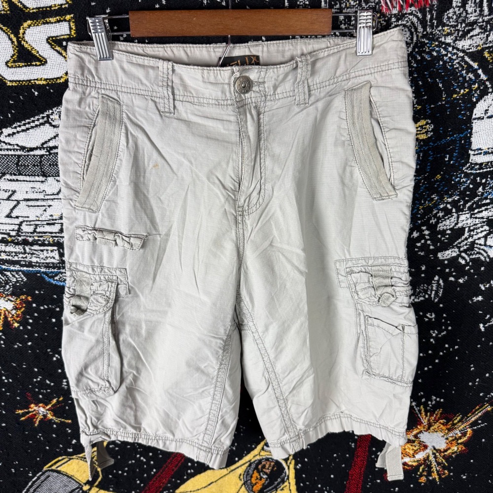 Helix Mens Cargo Shorts Ripstop Cotton Light Gray Utility Hiking Size 30